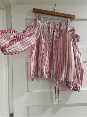 GAP White Blouse with Red Stripes